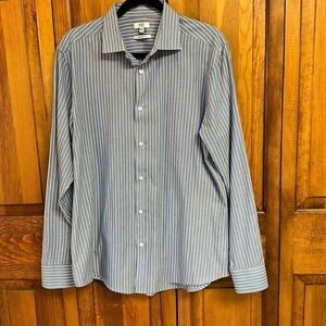 F&F Buttondown Tailored Fit Polyester/Cotton Striped Dress Shirt 16.5